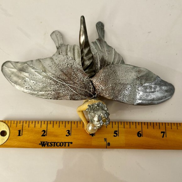 Silver Butterfly Fairies Pearl Set (5) Christmas Ornament Resin Holiday RARE - Picture 14 of 16